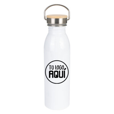 Botella Blanca Tapa Bambú 750ml
