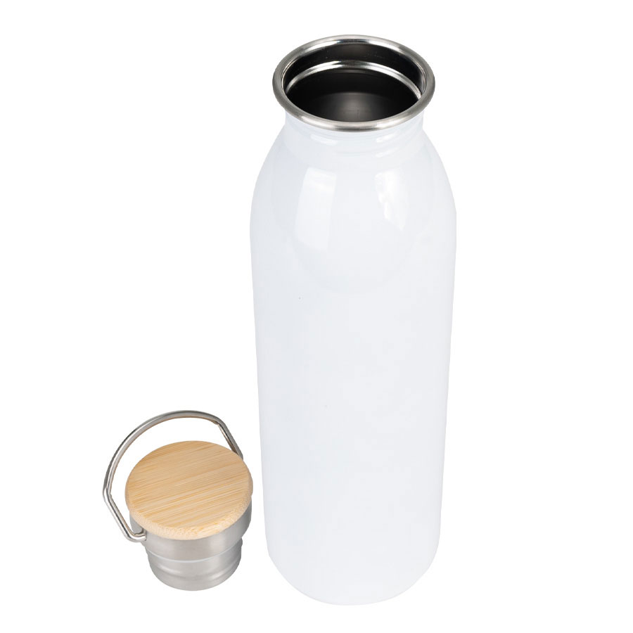Botella Blanca Tapa Bambú 750ml - Imagen 2