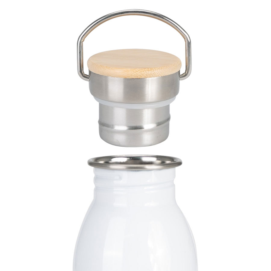 Botella Blanca Tapa Bambú 750ml - Imagen 3