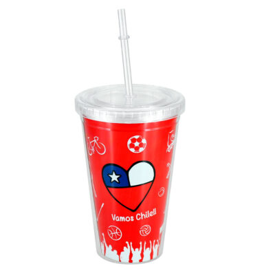 Mug Vaso Vamos Chile con Bombilla